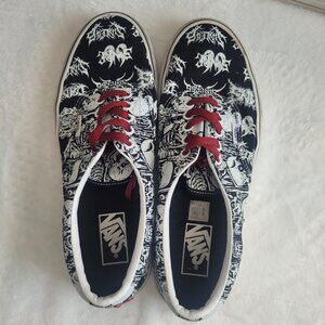 Vans Era Skull Graphic Canvas Sneakers Black White Red Lace Men’s 9 Streeetwear